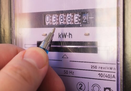 Energy meter showing kWh
