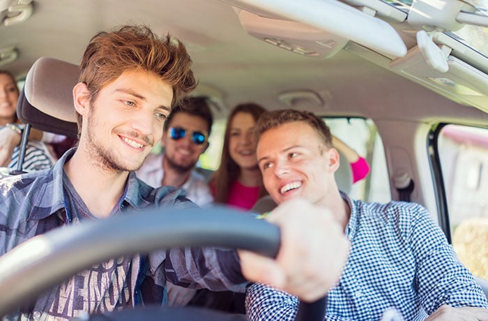Friends in a car