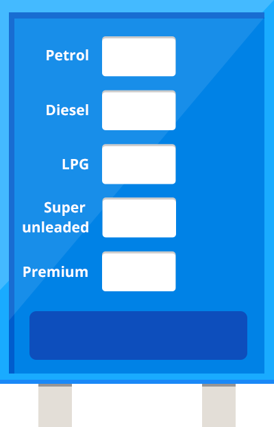 Billboard showing average prices of fuel across the UK