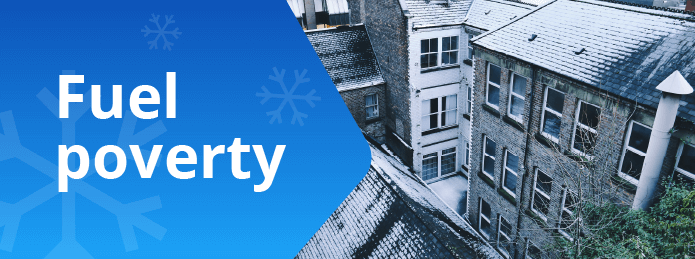 Run down housing blocks with fuel poverty heading