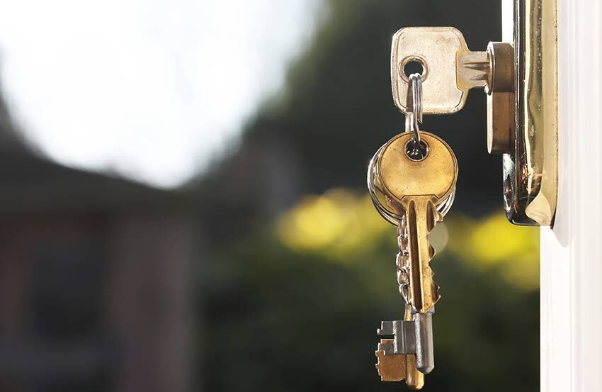 keys hanging from a door lock
