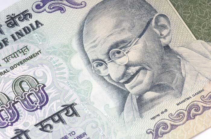 Close-up of an Indian bank note