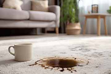 a rug with coffee spilled on it