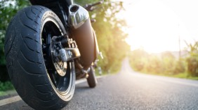 Close up of motorbike wheel