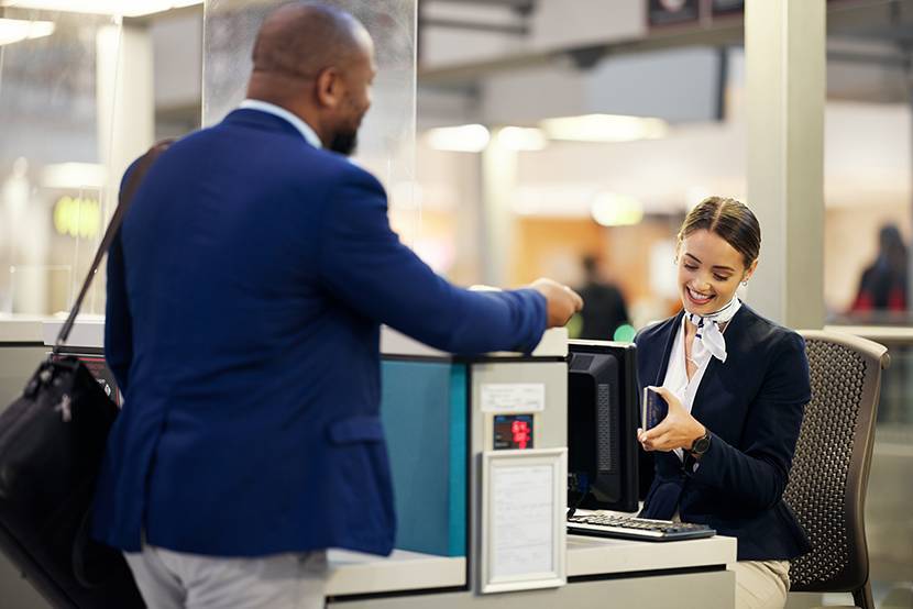 Person handing over passport