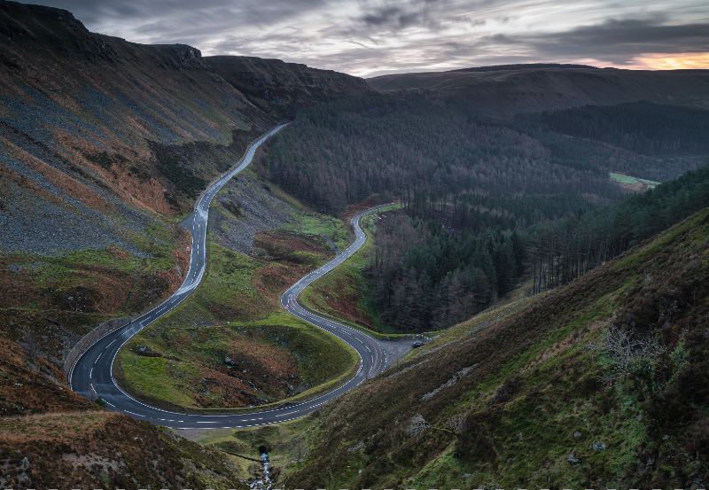 A hairpin bend in the Brecon Beacons is perfect for motorbike riders