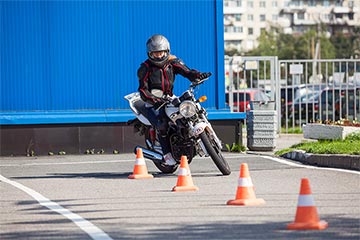 Motorbike learner taking their test