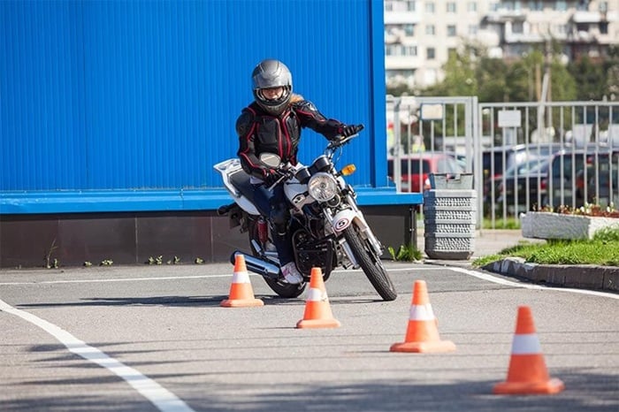 Learner motorbike rider taking their test