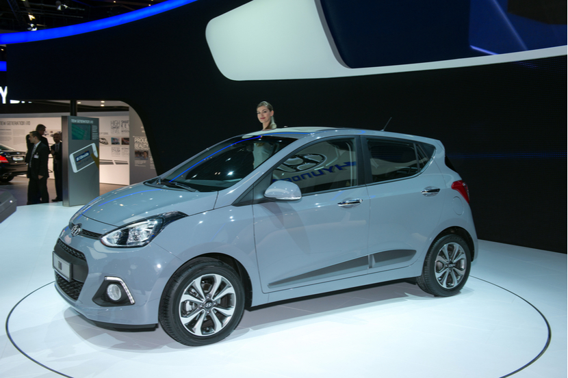 A Hyundai i10 Active in a showroom