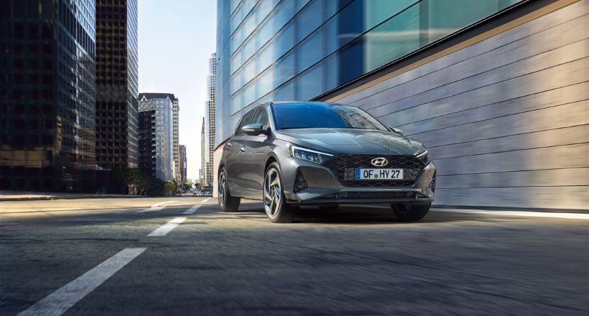 A Hyundai i20 on a stretch of road