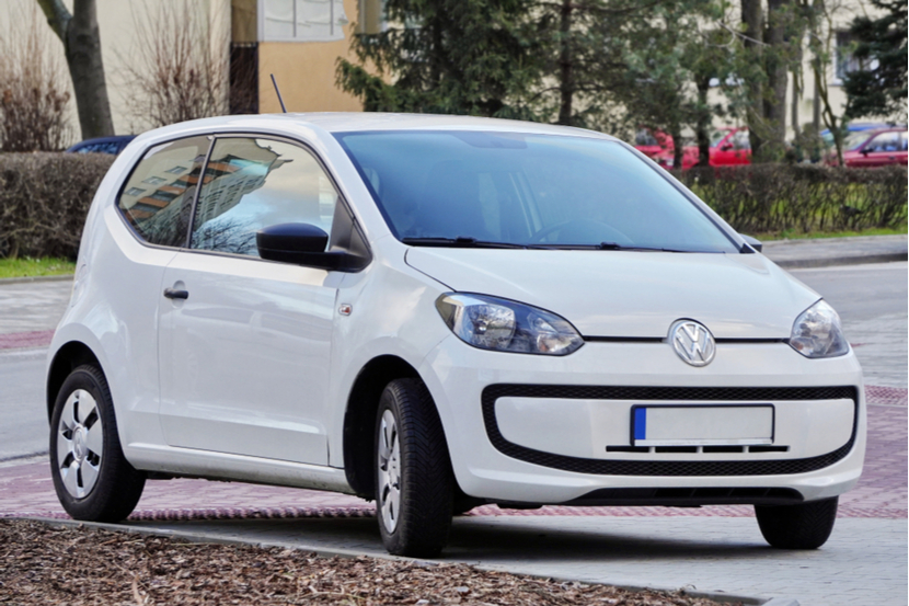 A Volkswagen Up on the road