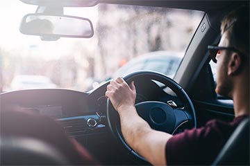 Driving in the car on a sunny day