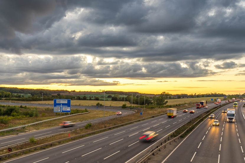 A panoramic view of drivers on the motorway 