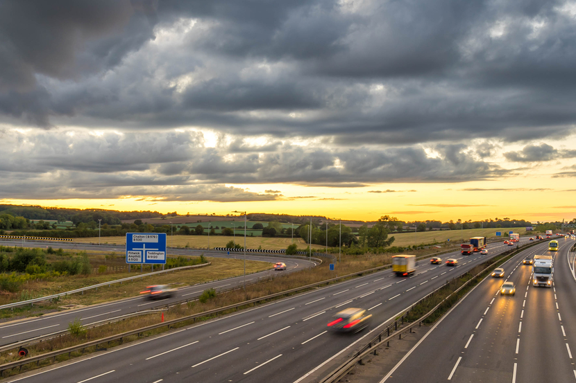 A panoramic view of drivers on the motorway