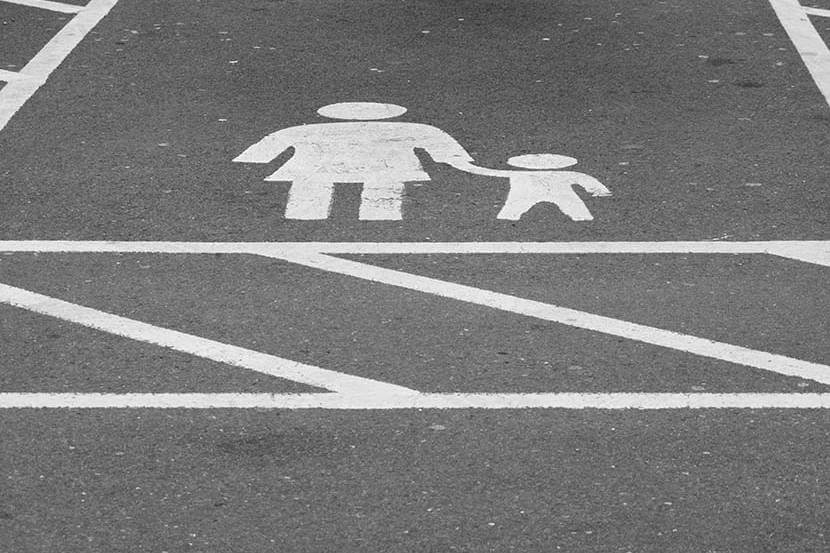 A parent and child parking bay in a car park