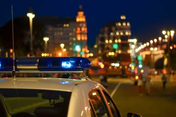 Police car headlights flashing