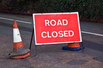 Road closed sign