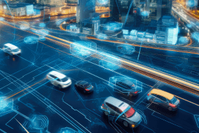 Futuristic cars driving on the road