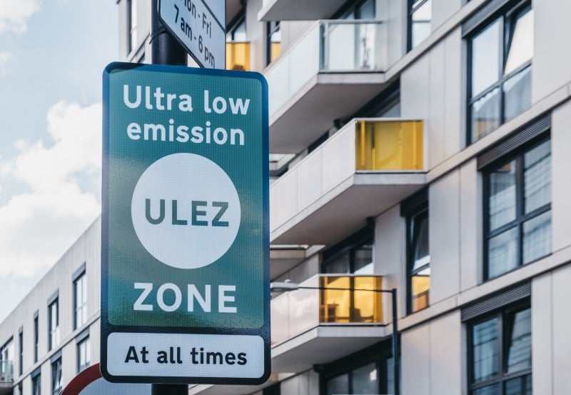An Ultra Low Emission Zone sign in London