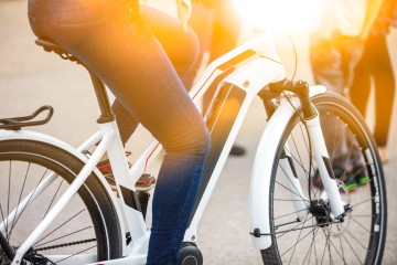 Woman riding an electric bike