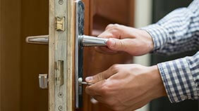 Hand locking door