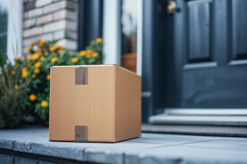 Cardboard box on doorstep