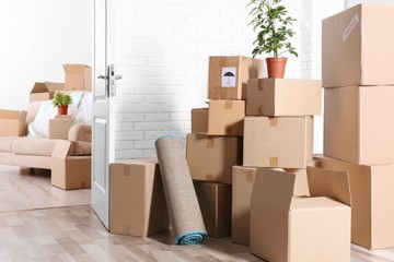 Items packed in boxes ready for renter to move