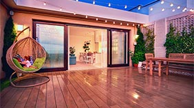An open set of patio doors
