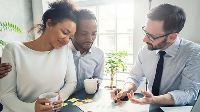 couple discussing their mortgage 