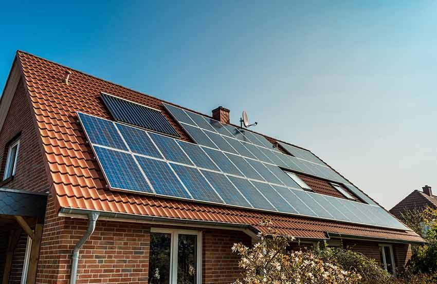 Solar panels on the roof of a house