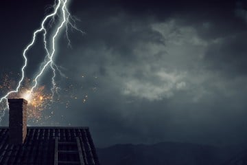 A house suffers storm damage