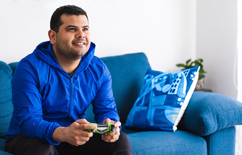 Man playing video game