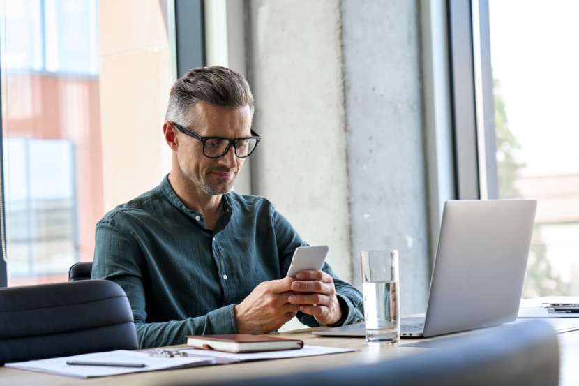 man using mobile data