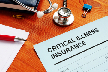 A document with critical illness insurance on the top and some boxes to be filled in