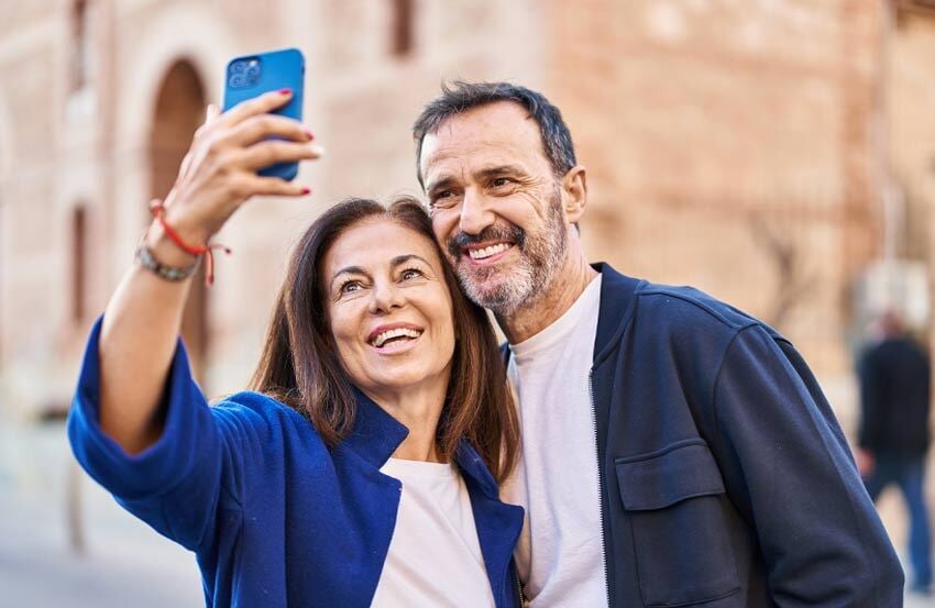 over 50s taking a selfie