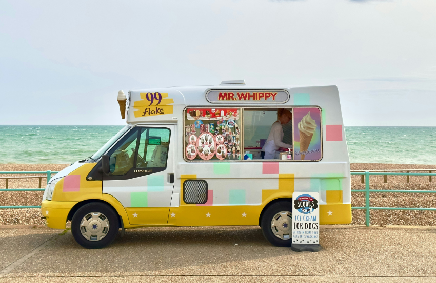 icecream van parked infront of UK beach