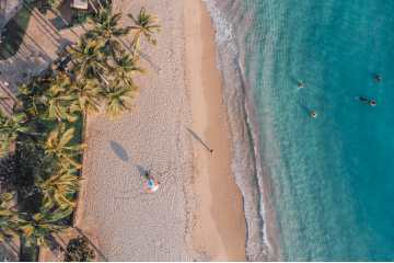Birdseye view of a tropical beach