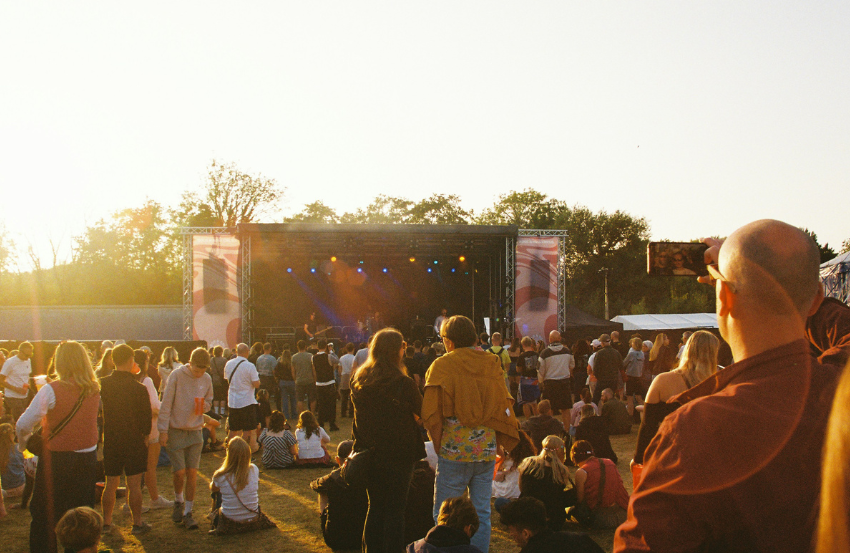 Festival crowd and stage 