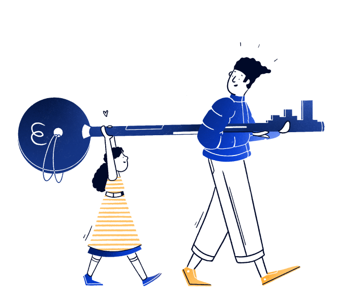 illustration of 2 people carrying a key to a home