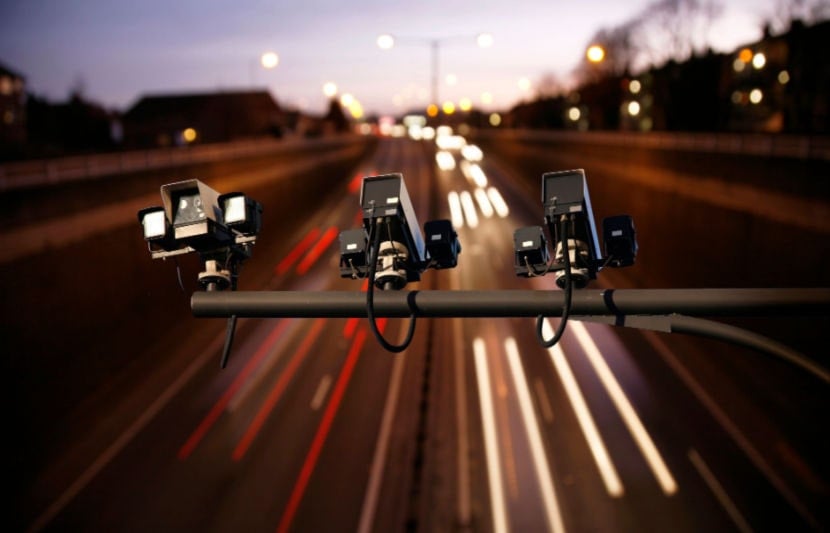 Speed camera over a busy motorway