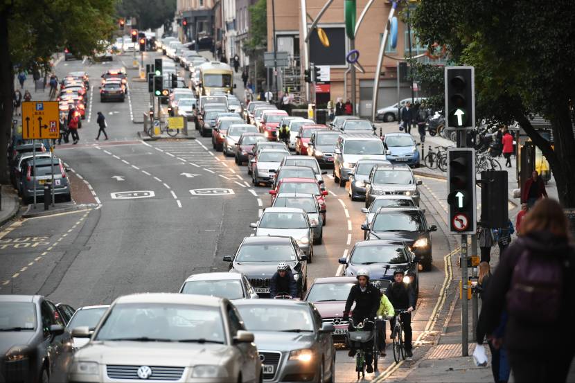 Traffic with pedestrians and cyclists