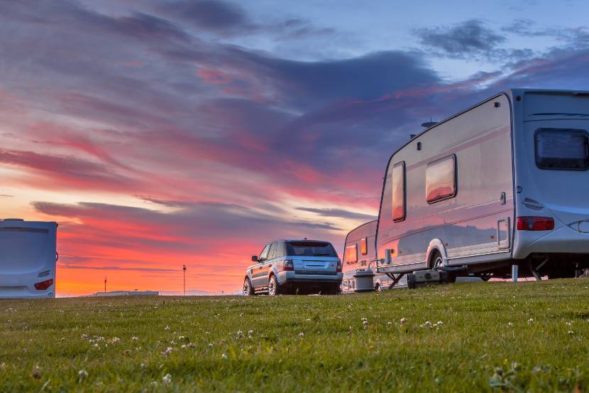 Caravans in the sunset