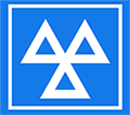 Blue MOT test centre sign with 3 white triangles