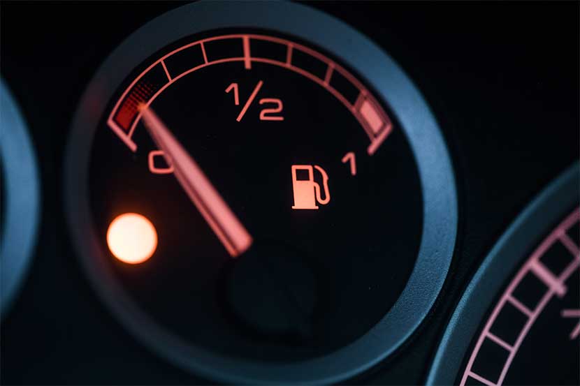 Petrol gauge near empty
