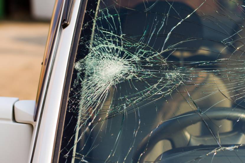 Windscreen with damage