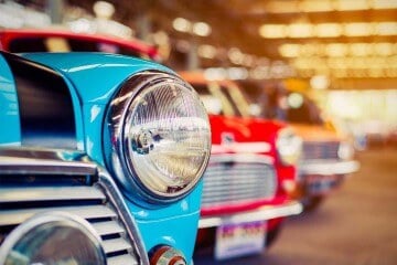 Close up of classic cars