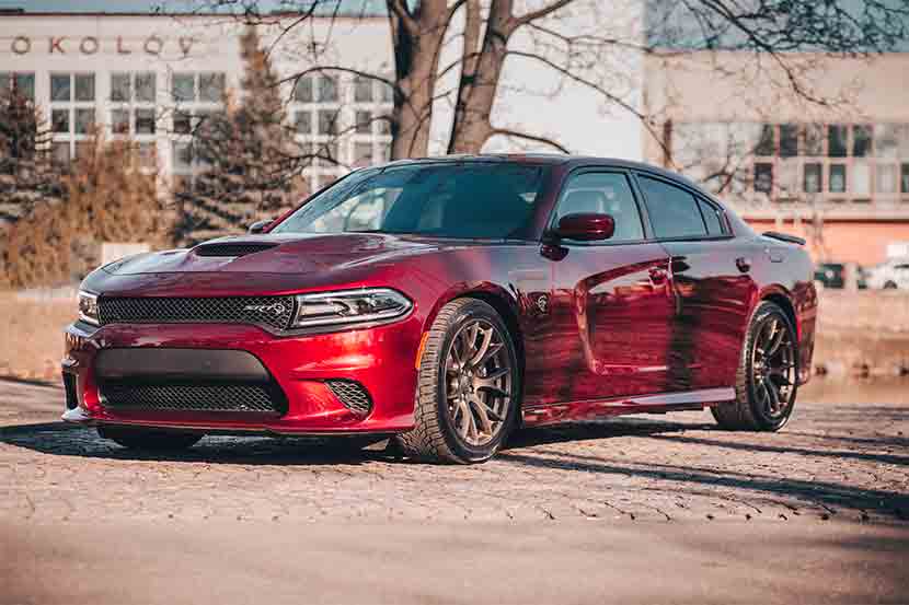 Dodge Charger parked outdoors building
