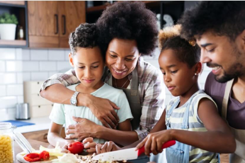 A family cooking together