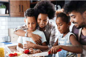 A family cooking together