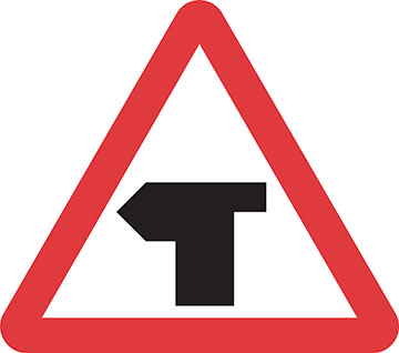 A t-junction sign
